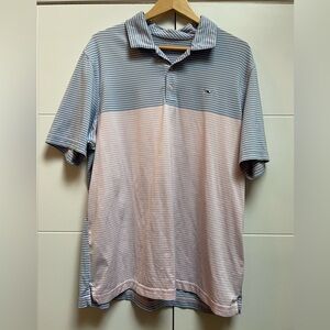 Vineyard Vines Men’s blue pink Striped Polo Short Sleeve Shirt XL